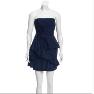 Alice + Olivia Navy Peplum Strapless Formal Dress